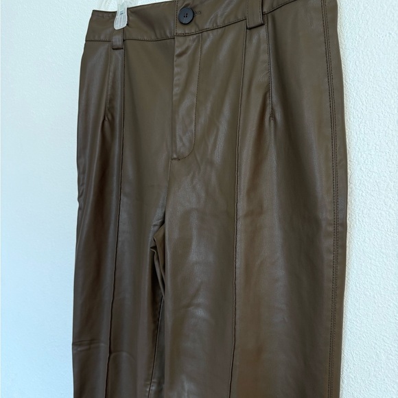 Zara Tan Faux Leather Trousers size M - Picture 3 of 6